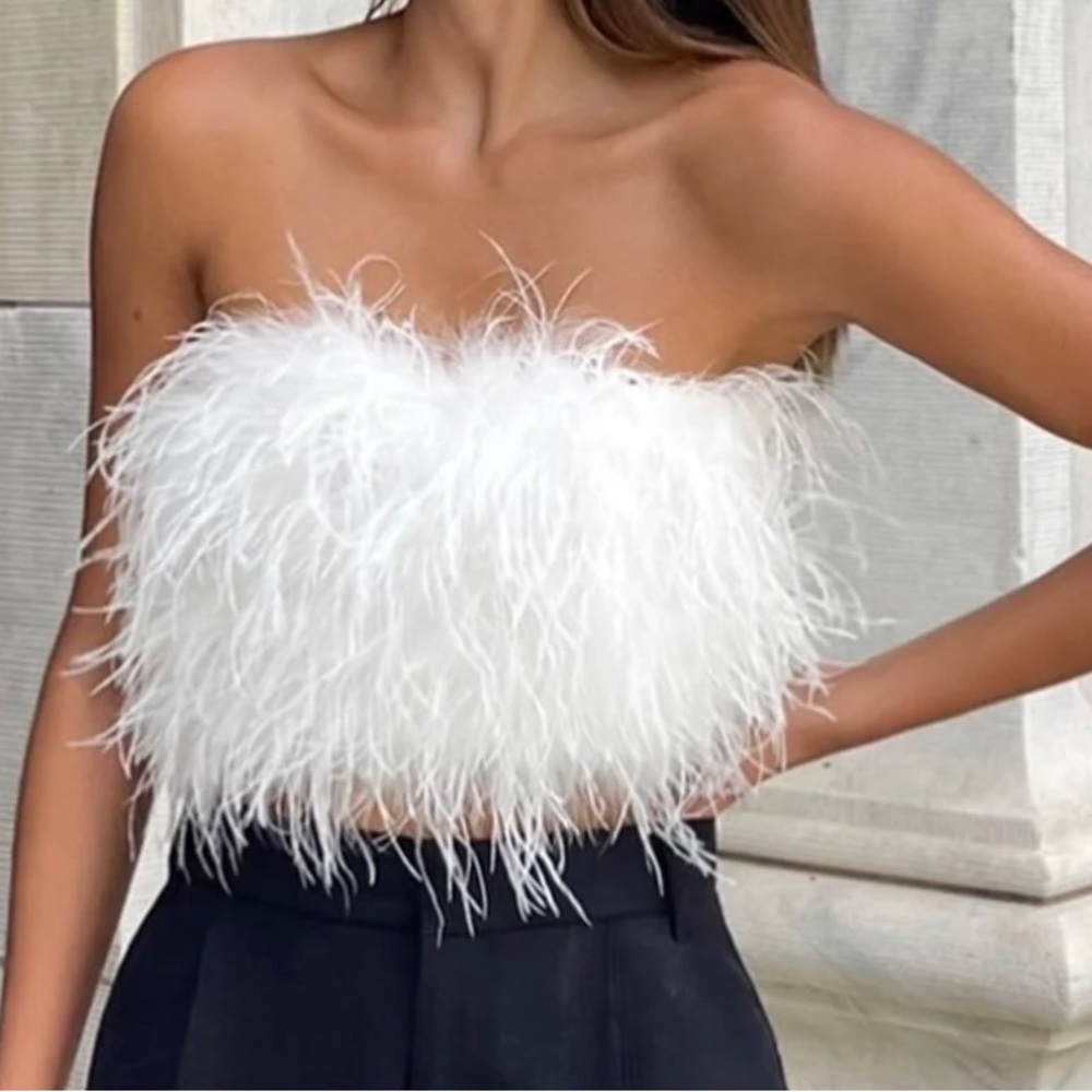 (GREEN) 12th Tribe Faux Feather Top